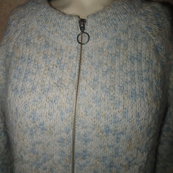 Pendleton Wool Mohair Blend Sweater L Blue Speckled Knit Long Sleeve Soft War - Picture 5 of 8